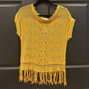 Sun & Shadow Crochet Gold Top